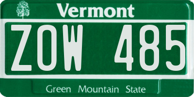 VT license plate ZOW485