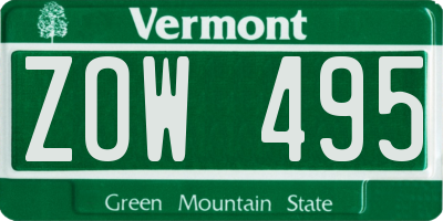 VT license plate ZOW495