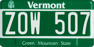 VT license plate ZOW507