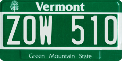 VT license plate ZOW510