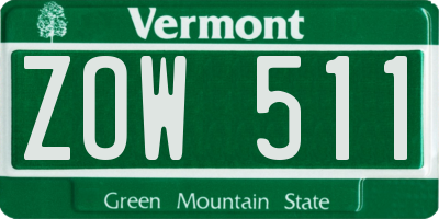VT license plate ZOW511