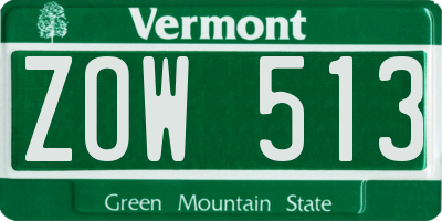 VT license plate ZOW513