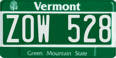 VT license plate ZOW528