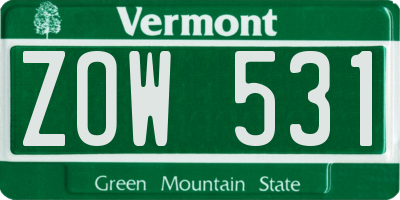VT license plate ZOW531