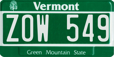 VT license plate ZOW549