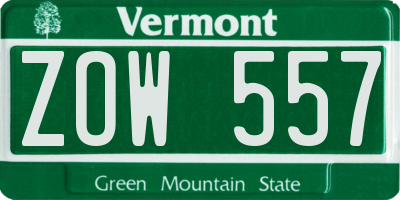 VT license plate ZOW557