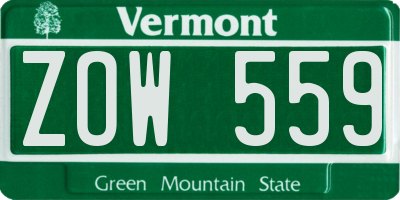 VT license plate ZOW559