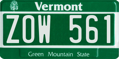 VT license plate ZOW561