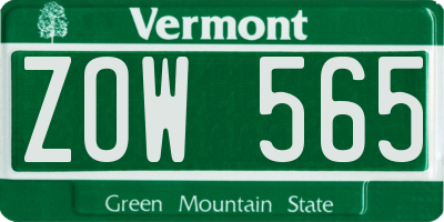 VT license plate ZOW565