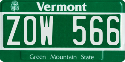 VT license plate ZOW566
