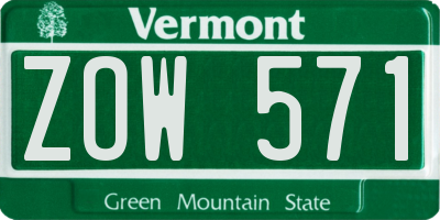VT license plate ZOW571