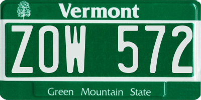 VT license plate ZOW572