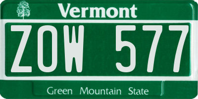 VT license plate ZOW577