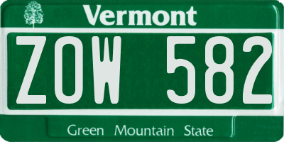 VT license plate ZOW582