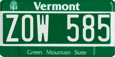VT license plate ZOW585