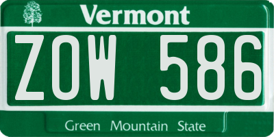 VT license plate ZOW586