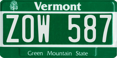 VT license plate ZOW587