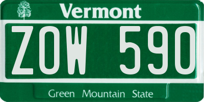 VT license plate ZOW590