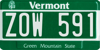 VT license plate ZOW591