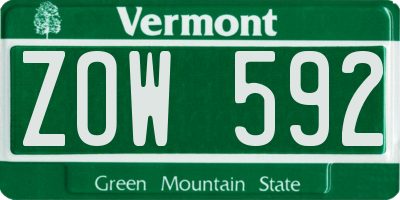 VT license plate ZOW592