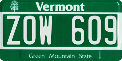 VT license plate ZOW609