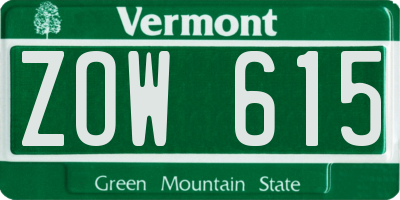 VT license plate ZOW615