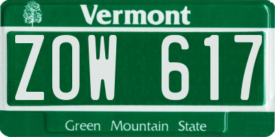 VT license plate ZOW617