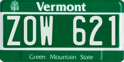 VT license plate ZOW621