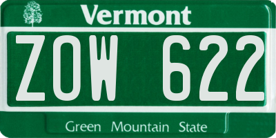 VT license plate ZOW622