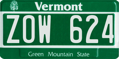 VT license plate ZOW624