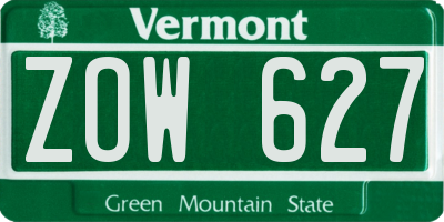 VT license plate ZOW627