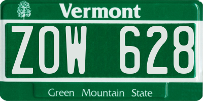 VT license plate ZOW628