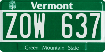 VT license plate ZOW637