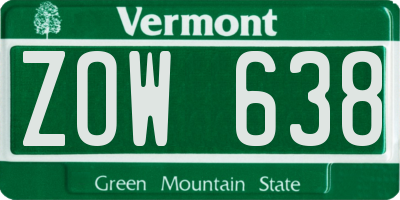 VT license plate ZOW638