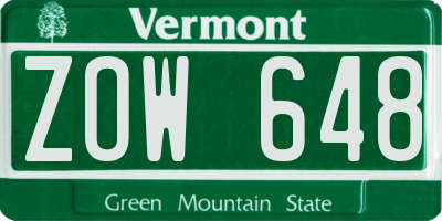 VT license plate ZOW648