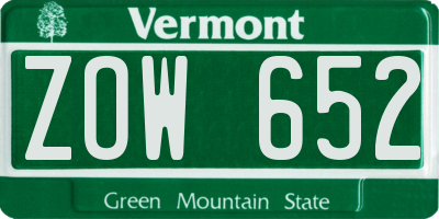 VT license plate ZOW652