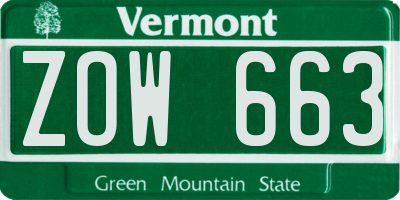 VT license plate ZOW663