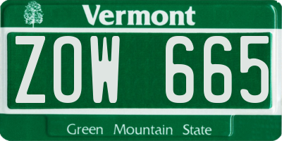 VT license plate ZOW665