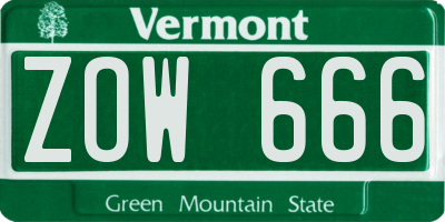 VT license plate ZOW666