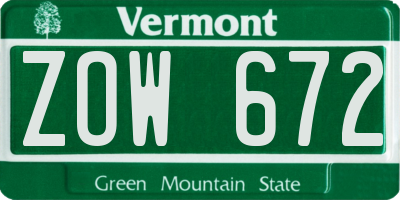 VT license plate ZOW672