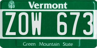 VT license plate ZOW673