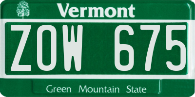 VT license plate ZOW675