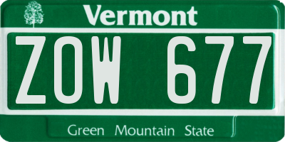 VT license plate ZOW677