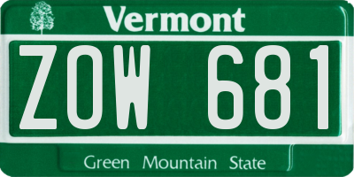 VT license plate ZOW681