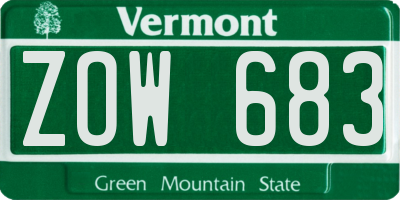 VT license plate ZOW683