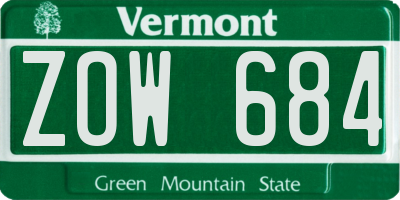 VT license plate ZOW684