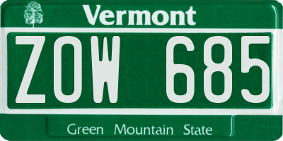 VT license plate ZOW685