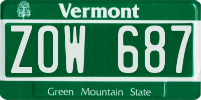 VT license plate ZOW687