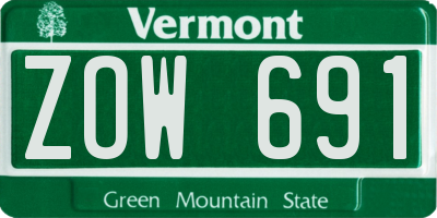 VT license plate ZOW691