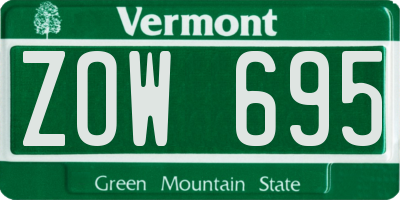 VT license plate ZOW695